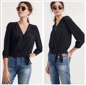 Madewell Silk Wrap Blouse Black